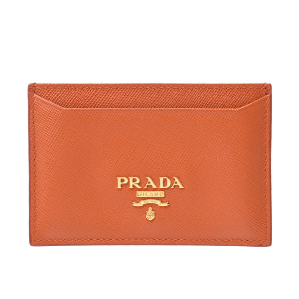 PRADA Prada Pass Case Stillers Papaya 1M0208 Women's Safiano Card Case AB Rank Used Sinkjo