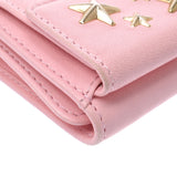 Jimmy Choo Jimmy Choo Compact Wallet Studs Pink Gold Bracket Women's Leather Three Folded Wallets B Rank Used Silgrin