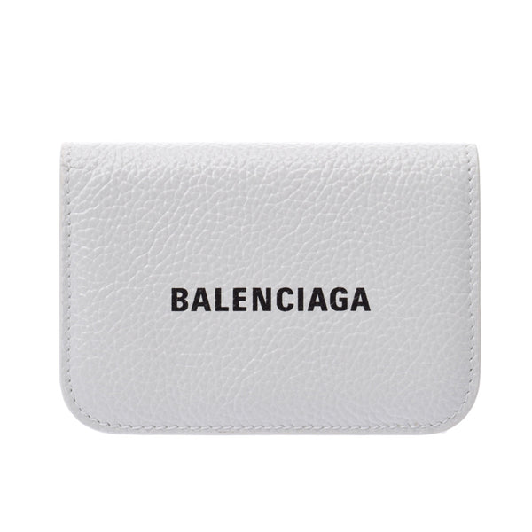 BALENCIAGA Valenciaga Mini Wallet Compact Wallet White 593813 Unisex Curf Three Folded Wallets Unused Silgrin