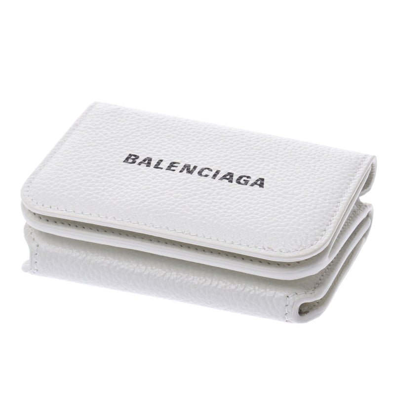 Balenciaga valenciaga迷你钱包紧凑型钱包白色593813男女皆宜的凝乳三个折叠钱包未使用的Silgrin