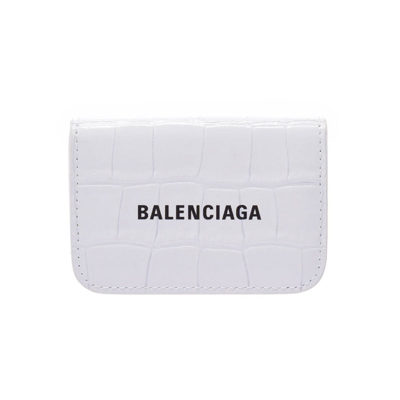 うさぎちゃんの財布BALENCIAGA バレンシアガ クロコ型押し ホワイト 三