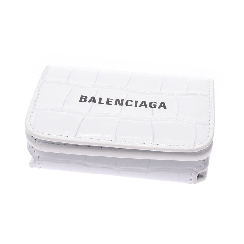 Balenciaga valenciaga紧凑型钱包克切白色593813男女皆宜的皮革三折叠钱包未使用的Silgrin