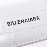 BALENCIAGA バレンシアガ コンパクトウォレット クロコ型押し 白 593813 ユニセックス レザー 三つ折り財布 未使用 銀蔵