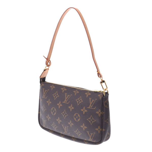 LOUIS VUITTON Monogram Pochette附件棕色M51980女士Monogram帆布附件袋A级二手Ginzo