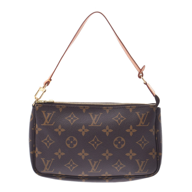 LOUIS VUITTON Monogram Pochette附件棕色M51980女士Monogram帆布附件袋A级二手Ginzo