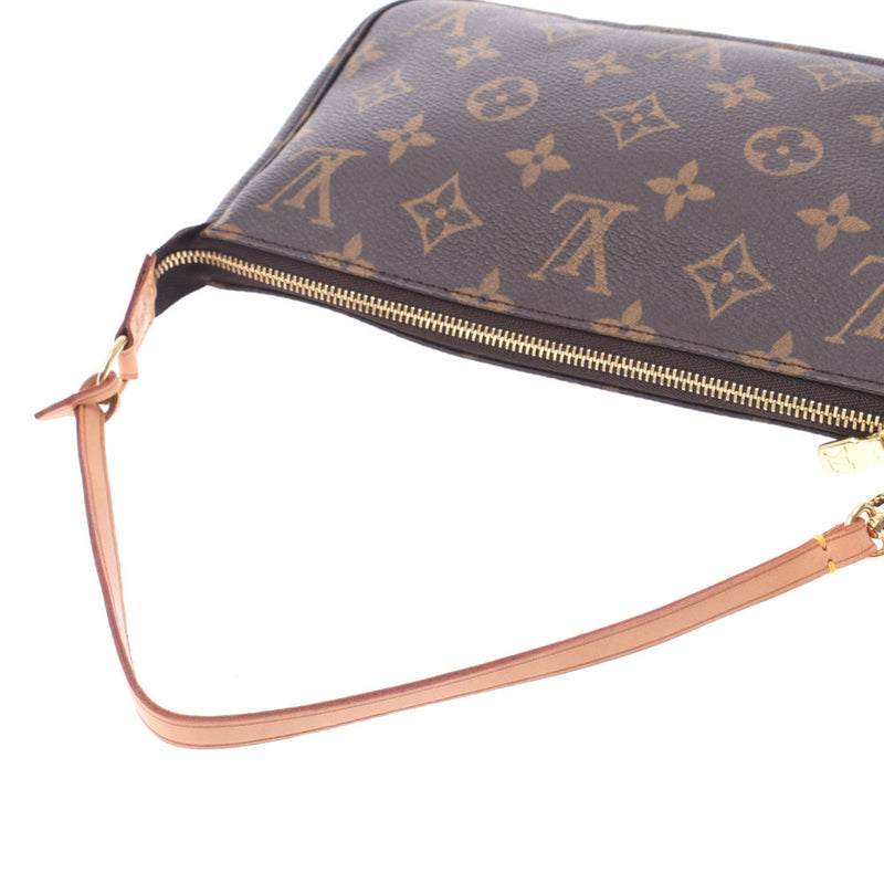 LOUIS VUITTON Monogram Pochette附件棕色M51980女士Monogram帆布附件袋A级二手Ginzo