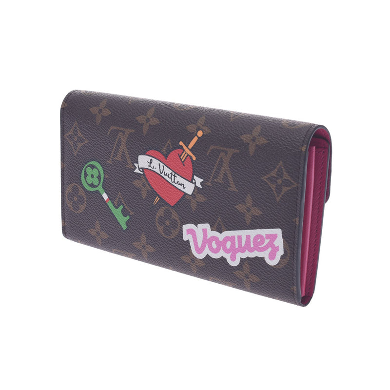 Louis Vuitton Louis Vuitton Monogram Portfoy Usara LV Stories Brown M63318 Women's Monogram Canvas Long Wallet A-Rank Used Silgrin