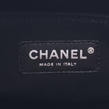 CHANEL シャネル 2WAYチェーンバッグ 青/黒 シルバー金具 レディース ストロー ハンドバッグ Aランク 中古 銀蔵