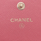 Chanel Chanel紧固件长钱包Cocomark粉红色女性鱼子酱肌肤长款钱包AB排名使用水池