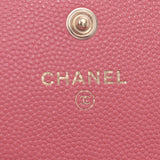 Chanel Chanel Fastener Long Wallet Cocomark Pink Women's Caviar Skin Long Wallet AB Rank Used Sinkjo