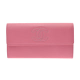 Chanel Chanel Fastener Long Wallet Cocomark Pink Women's Caviar Skin Long Wallet AB Rank Used Sinkjo