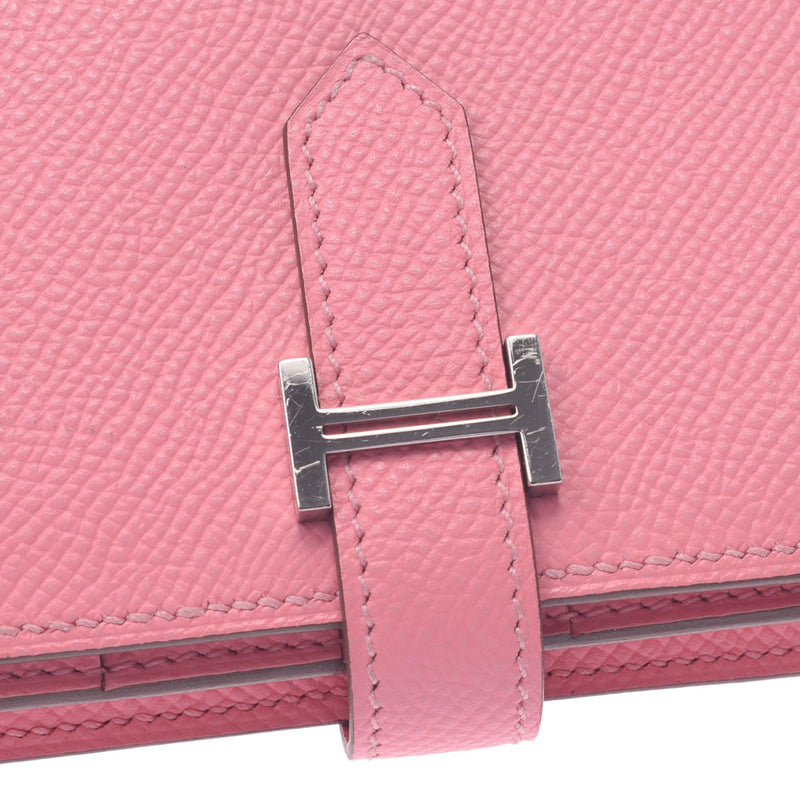 Hermes Hermes Biachan Frey Rose Cuticti Silver Bracket T雕刻（2015年左右）女士Voepson Long Wallet A-Rank使用水池