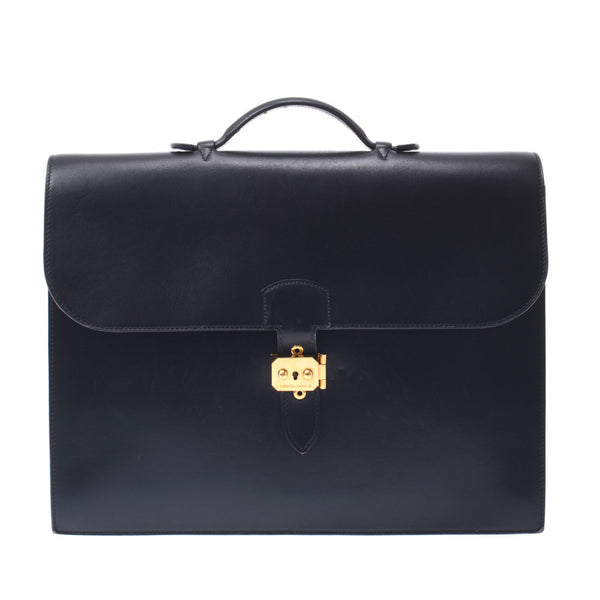 Hermes Hermes Saku De Peche 38 Brief Case Black Gold Bracket □ G Enggability (around 2003) Men's Box Curf Business Bag B Rank Used Silgrin