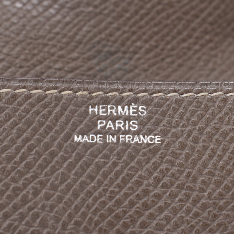 HERMES エルメス ルヴァンキャトル エトゥープ シルバー金具 □L刻印(2008年頃) ユニセックス ヴォーエプソン コインケース Bランク 中古 銀蔵