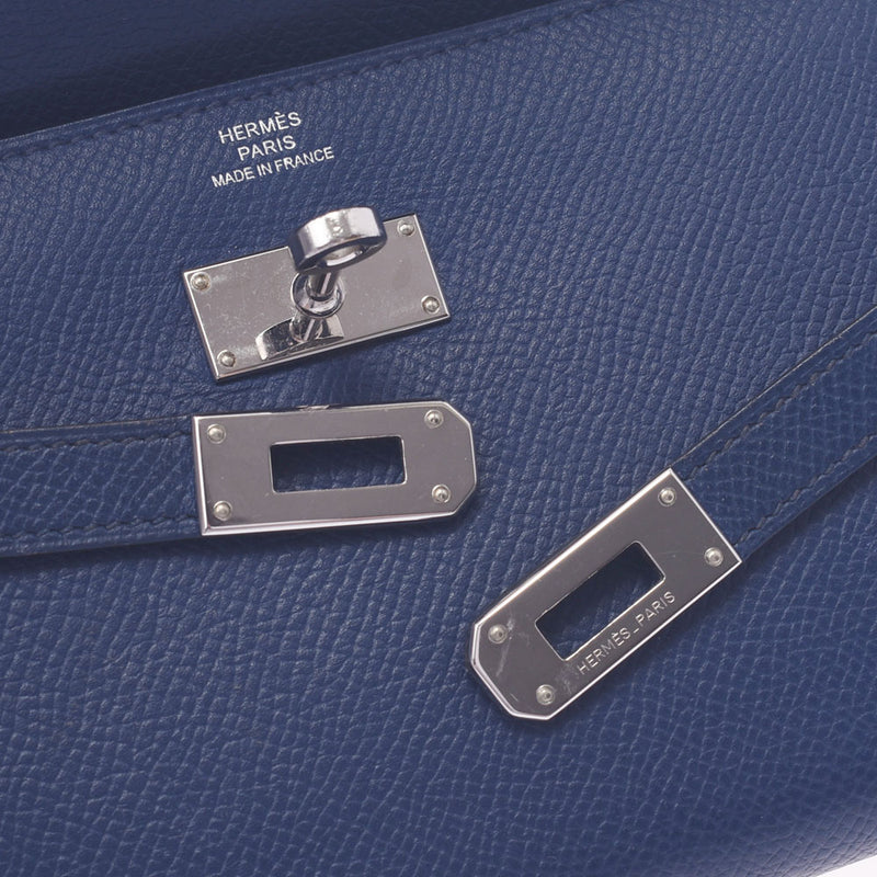 Hermes Hermes Kelly Wallet Blue Silver Silver Bracket □ Q Immediate (around 2013) Unisex Voepson Long Wallet B Rank Used Sinkjo