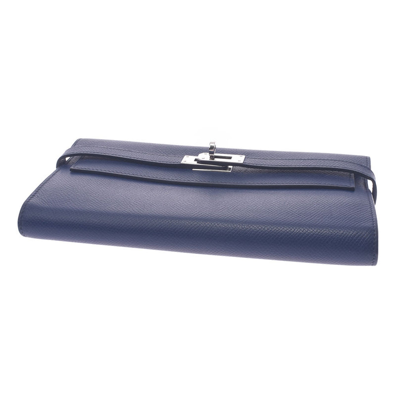 Hermes Hermes Kelly Wallet Blue Silver Silver Bracket □ Q Immediate (around 2013) Unisex Voepson Long Wallet B Rank Used Sinkjo