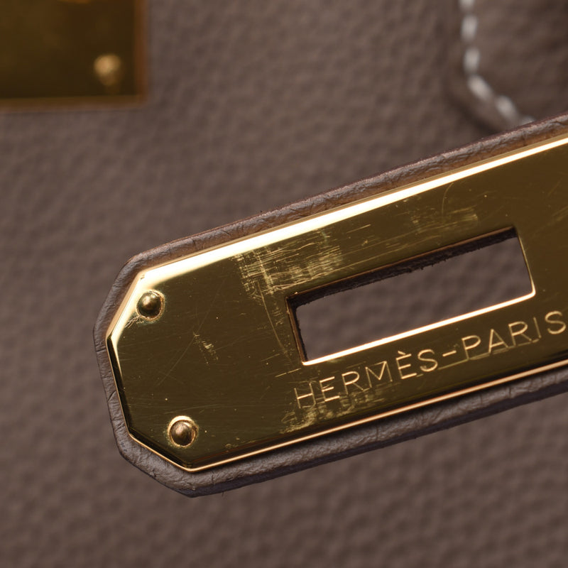 Hermes Hermes Burkin 40 Ethp Gold Bracket T刻（2015年左右）Unisex Togo手提包A级使用Silgrin
