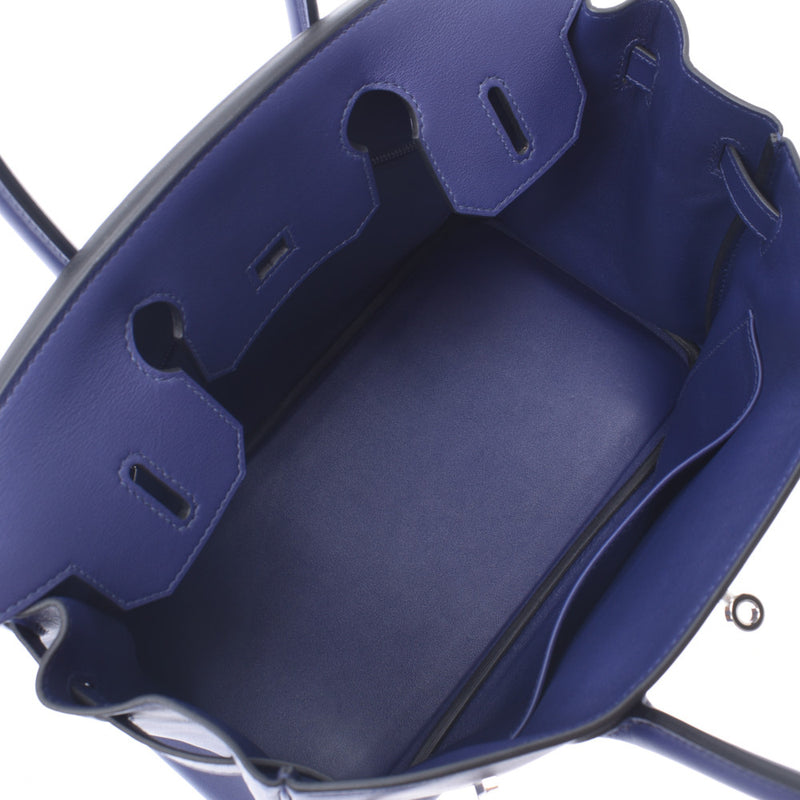 Hermes Hermes Burkin 30拍摄蓝色脚踝银色括号D刻（2019年左右）女士Swift / Epson Handbag New Sanko