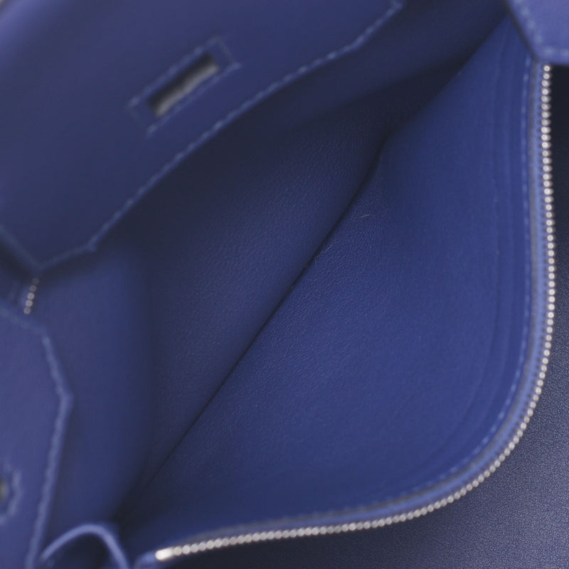 Hermes Hermes Burkin 30拍摄蓝色脚踝银色括号D刻（2019年左右）女士Swift / Epson Handbag New Sanko
