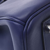 Hermes Hermes Burkin 30拍摄蓝色脚踝银色括号D刻（2019年左右）女士Swift / Epson Handbag New Sanko