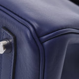 Hermes Hermes Burkin 30拍摄蓝色脚踝银色括号D刻（2019年左右）女士Swift / Epson Handbag New Sanko