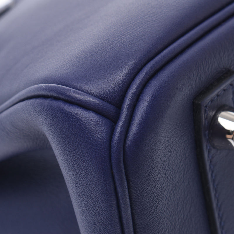 Hermes Hermes Burkin 30拍摄蓝色脚踝银色括号D刻（2019年左右）女士Swift / Epson Handbag New Sanko
