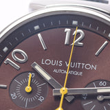 LOUIS VUITTON Louis Vuitton Tambour Chrono Q1121 Men's SS/Leather Watch Automatic Brown Dial A Rank Used Ginzo