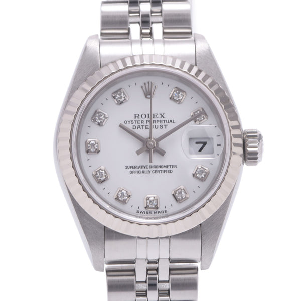 ROLEX Rolex Day Just 10P Diamond 79174G Women's WS / SS Watch Automatic Wound White Flight A Rank Used Silgrin