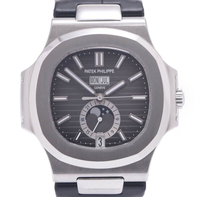 【現金特価】PATEK PHILIPPE パテックフィリップ ノーチラス 新品ベルト 5726A-001 メンズ SS/革 腕時計 自動巻き 黒文字盤 Aランク 中古 銀蔵