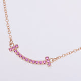 [夏季选择推荐]蒂芙尼＆CO。Tiffany T微笑女式K18PG / Pink蓝宝石项链A-Rank使用Silgrin