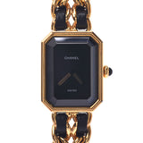 CHANEL Chanel Premiere Size L H0001 Women's GP / Leather Watch Quartz Black Table A-Rank Used Sinkjo