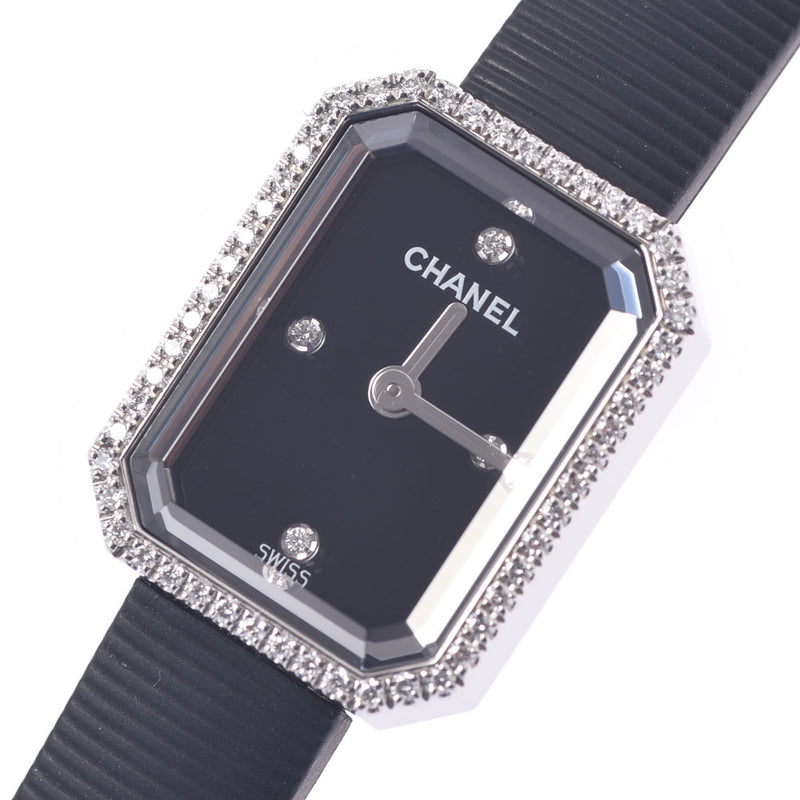 CHANEL Chanel Premiere 4P Diamond Bezel Diamond H2434 Women's SS / Rubber Watch Quartz Black Table A-Rank Used Sinkjo