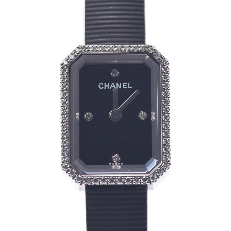 CHANEL Chanel Premiere 4P Diamond Bezel Diamond H2434 Women's SS / Rubber Watch Quartz Black Table A-Rank Used Sinkjo