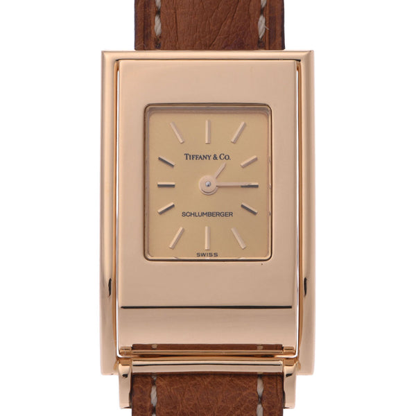 Tiffany & CO. Tiffany Shranverger Women's YG / Leather Watch Quartz Gold Letterbook A-Rank Used Silgrin