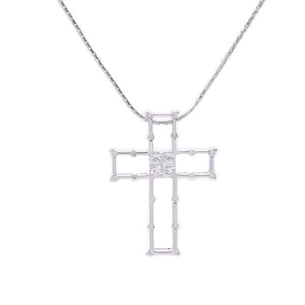 PONTE VECCHIO Pontevekio Cross Motif Diamond 0.58ct Ladies K18WG Necklace A-Rank Used Silgrin