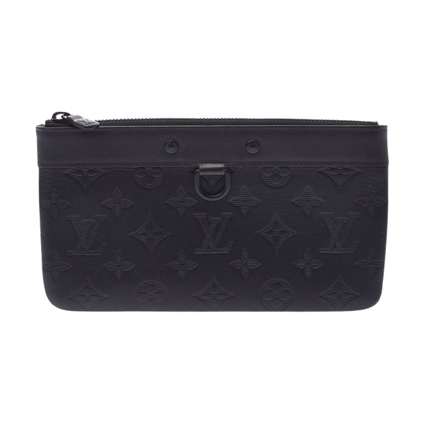 路易威登路易威登Monogram Shadow Pochette Discovery PM Black M62903男女皆宜的皮革离合器袋A-Rank使用水池