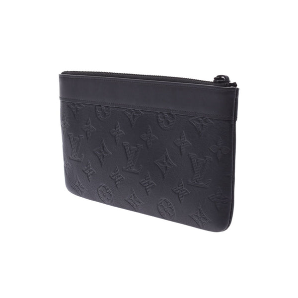 路易威登路易威登Monogram Shadow Pochette Discovery PM Black M62903男女皆宜的皮革离合器袋A-Rank使用水池