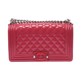 CHANEL シャネル ボーイシャネル チェーンショルダーバッグ ピンク シルバー金具 レディース エナメル ショルダーバッグ ABランク 中古 銀蔵