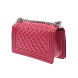 CHANEL シャネル ボーイシャネル チェーンショルダーバッグ ピンク シルバー金具 レディース エナメル ショルダーバッグ ABランク 中古 銀蔵