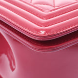 CHANEL シャネル ボーイシャネル チェーンショルダーバッグ ピンク シルバー金具 レディース エナメル ショルダーバッグ ABランク 中古 銀蔵