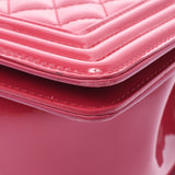 CHANEL シャネル ボーイシャネル チェーンショルダーバッグ ピンク シルバー金具 レディース エナメル ショルダーバッグ ABランク 中古 銀蔵