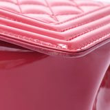 CHANEL シャネル ボーイシャネル チェーンショルダーバッグ ピンク シルバー金具 レディース エナメル ショルダーバッグ ABランク 中古 銀蔵