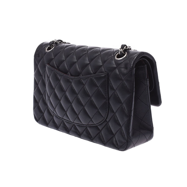 Chanel Chanel Matrasse Chain Shoulder Double Lid Black Silver Bracket Ladies Lamskin Shoulder Bag A-Rank Used Silgrin