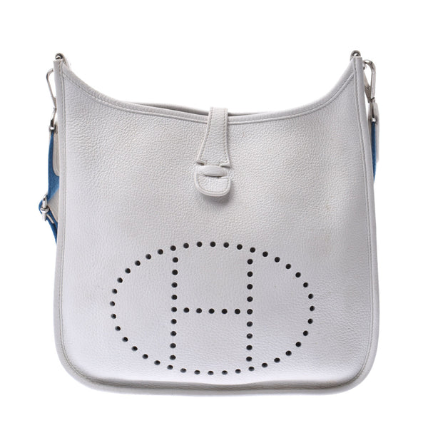 Hermes Hermes Evelin 3 PM White Silver Bracket □ Jo Engraved (around 2011) Unisex Triyo Clemance Shoulder Bag B Rank Used Silgrin