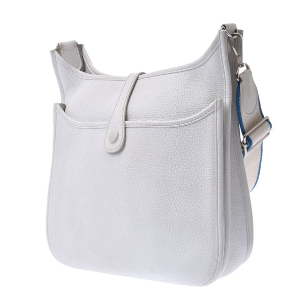 Hermes Hermes Evelin 3 PM White Silver Bracket □ Jo Engraved (around 2011) Unisex Triyo Clemance Shoulder Bag B Rank Used Silgrin