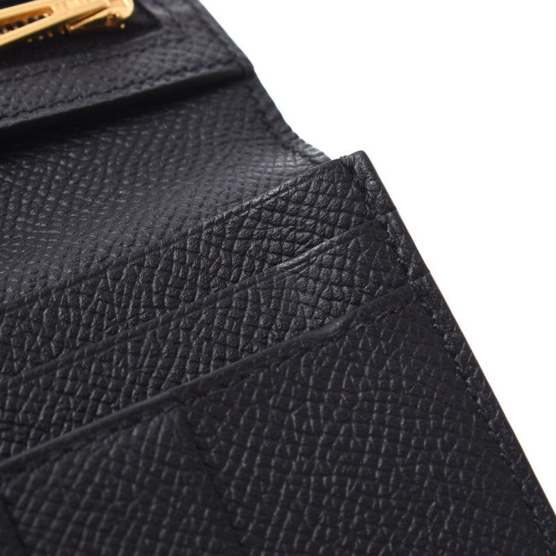 Hermes Hermes Beams Software Black Gold Bracket □ K Stickle (around 2007) Ladies Voepson Long Wallet A-Rank Used Silgrin