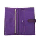 Hermes Hermes Beams Frelation Purple Silver Bracket □ M Steel (around 2009) Unisex Lizard Two-folded wallet B rank used Silgrin