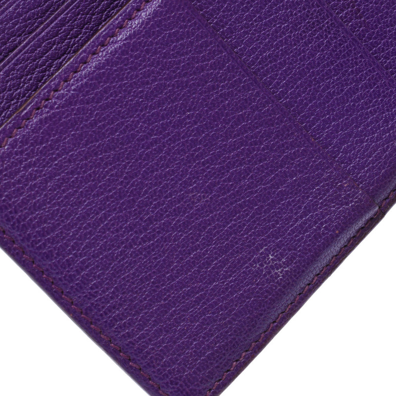 Hermes Hermes Beams Frelation Purple Silver Bracket □ M Steel (around 2009) Unisex Lizard Two-folded wallet B rank used Silgrin