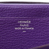 Hermes Hermes Beams Frelation Purple Silver Bracket □ M Steel (around 2009) Unisex Lizard Two-folded wallet B rank used Silgrin