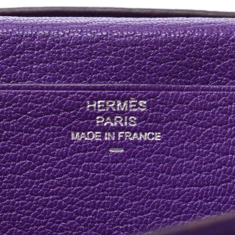 HERMES エルメス ベアンスフレ パープル シルバー金具 □M刻印(2009年頃) ユニセックス リザード 二つ折り財布 Bランク 中古 銀蔵